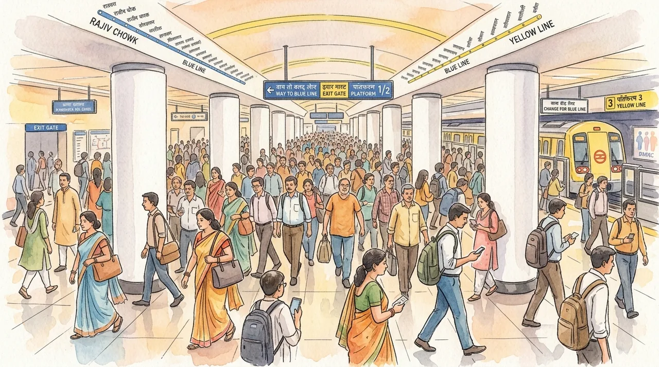 Rajiv Chowk Ki Bheed Mein